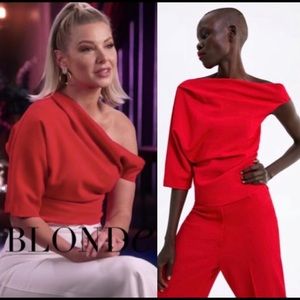 Zara Red off the shoulder top